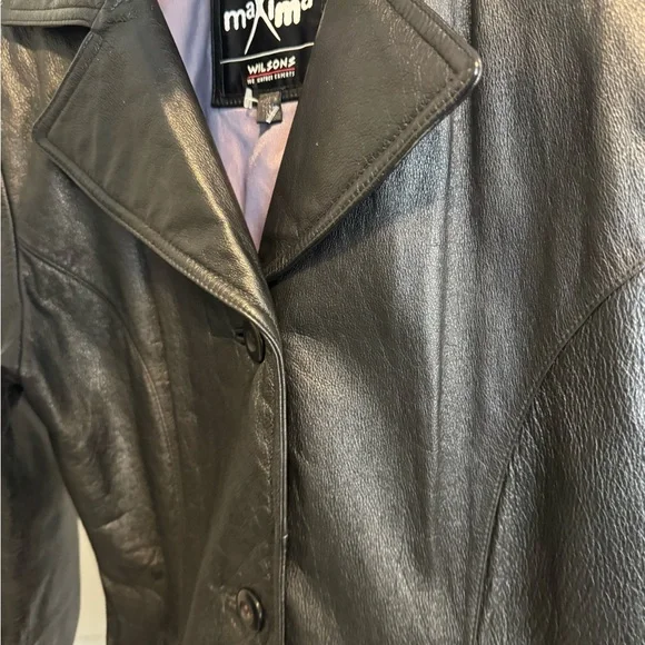 Maxima Black Leather Button-Front Jacket - Picture 7 of 12